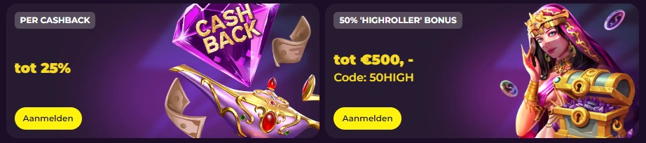 Per Cashback 50% 'hightroller' bonus